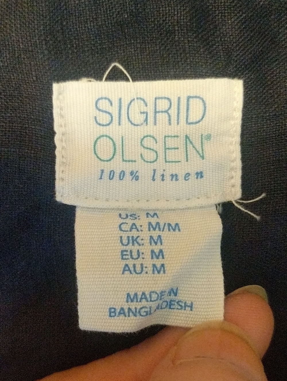 Sigrid Olsen Navy Linen Top with Brand Tag